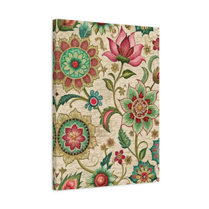 Folk Floral Pattern, Indian Inspired 01 - 18 in x 24 in Matte Canvas, Stretched, 1.25 in