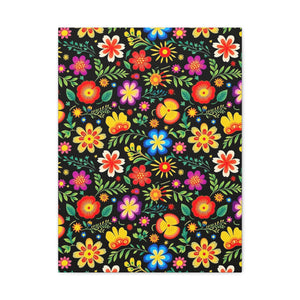 Mexican Floral Fiesta Pattern 032 - 18 in x 24 in Matte Canvas, Stretched, 1.25 in