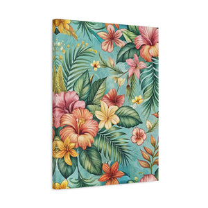Folk Floral Pattern, Balinese Inspired 01 - 18 in x 24 in Matte Canvas, Stretched, 1.25 in