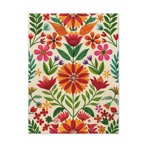 Folk Floral Pattern, Mexican Inspired 04 - 18 in x 24 in Matte Canvas, Stretched, 1.25 in
