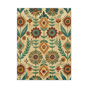 Folk Floral Pattern, Native American Inspired 02 - 18 in x 24 in Matte Canvas, Stretched, 1.25 in