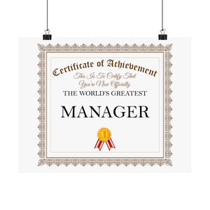 World's Greatest Manager - 14 in x 11 in Matte Poster