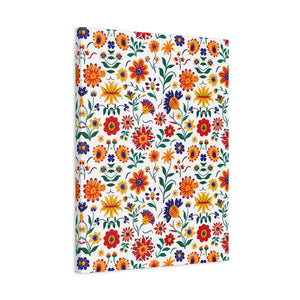 Mexican Floral Fiesta Pattern 024 - 18 in x 24 in Matte Canvas, Stretched, 1.25 in