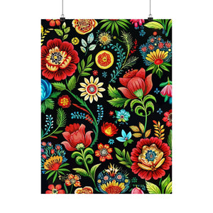Folk Floral Pattern, Hungarian Inspired 07 - 18 in x 24 in Matte Poster