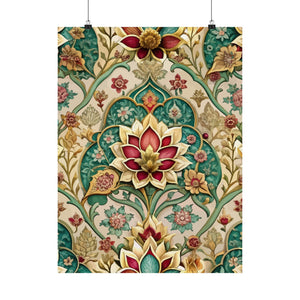 Folk Floral Pattern, Mughal Inspired 01 - 18 in x 24 in Matte Poster