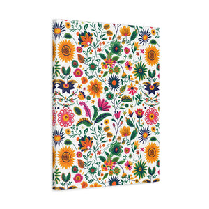 Mexican Floral Fiesta Pattern 015 - 18 in x 24 in Matte Canvas, Stretched, 1.25 in