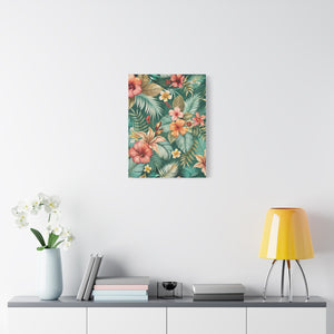 Folk Floral Pattern, Balinese Inspired 05 - 18 in x 24 in Matte Canvas, Stretched, 1.25 in