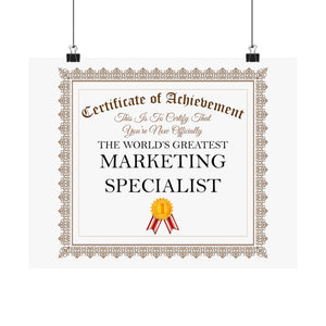 World's Greatest Marketing Specialist - 14 in x 11 in Matte Poster