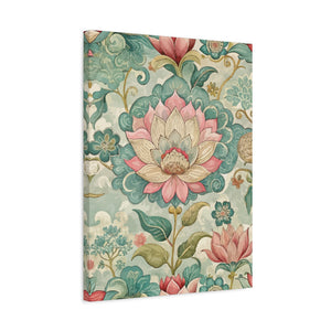 Folk Floral Pattern, Nepalese Inspired 02 - 18 in x 24 in Matte Canvas, Stretched, 1.25 in