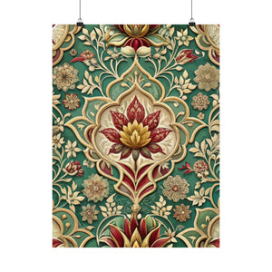 Folk Floral Pattern, Mughal Inspired 02 - 18 in x 24 in Matte Poster