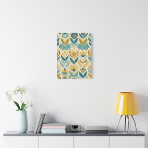 Folk Floral Pattern, Scandinavian Inspired 07 - 18 in x 24 in Matte Canvas, Stretched, 1.25 in
