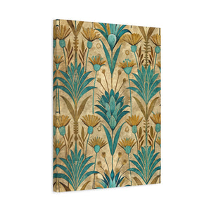 Folk Floral Pattern, Egyptian Inspired 01 - 18 in x 24 in Matte Canvas, Stretched, 1.25 in
