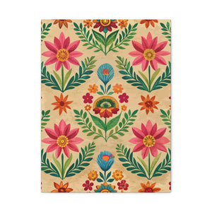 Folk Floral Pattern, Peruvian Inspired 02 - 18 in x 24 in Matte Canvas, Stretched, 1.25 in
