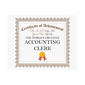 World's Greatest Accounting Clerk - 14 in x 11 in Matte Poster