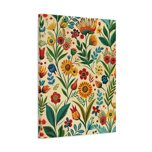 Folk Floral Pattern, Bulgarian Inspired 01 - 18 in x 24 in Matte Canvas, Stretched, 1.25 in