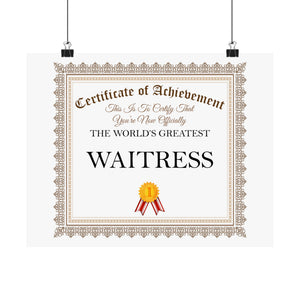 World's Greatest Waitress - 14 in x 11 in Matte Poster