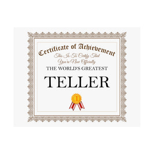 World's Greatest Teller - 14 in x 11 in Matte Poster