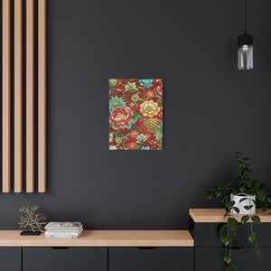 Folk Floral Pattern, Chinese Inspired 04 - 18 in x 24 in Matte Canvas, Stretched, 1.25 in