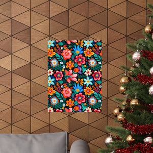 Mexican Floral Fiesta Pattern 054 - 18 in x 24 in Matte Poster