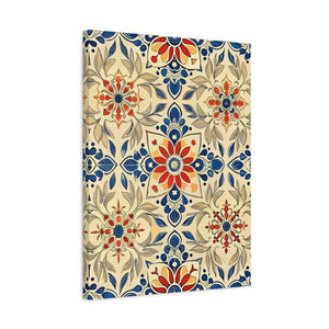 Folk Floral Pattern, Moroccan Inspired 07 - 18 in x 24 in Matte Canvas, Stretched, 1.25 in