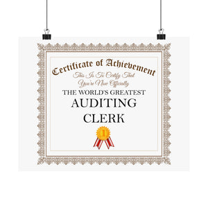 World's Greatest Auditing Clerk - 14 in x 11 in Matte Poster