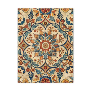 Folk Floral Pattern, Moroccan Inspired 06 - 18 in x 24 in Matte Canvas, Stretched, 1.25 in
