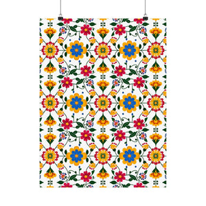 Mexican Floral Fiesta Pattern 018 - 18 in x 24 in Matte Poster