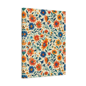 Mexican Floral Fiesta Pattern 012 - 18 in x 24 in Matte Canvas, Stretched, 1.25 in