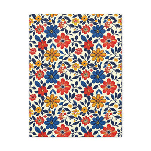 Mexican Floral Fiesta Pattern 042 - 18 in x 24 in Matte Canvas, Stretched, 1.25 in