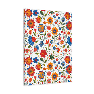 Mexican Floral Fiesta Pattern 014 - 18 in x 24 in Matte Canvas, Stretched, 1.25 in