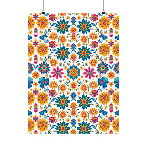 Mexican Floral Fiesta Pattern 025 - 18 in x 24 in Matte Poster