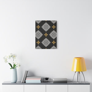 Damask Pattern 032 - 18 in x 24 in Matte Canvas, Stretched, 1.25 in
