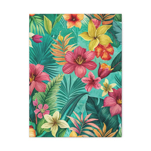 Folk Floral Pattern, South American Inspired 01 - 18 in x 24 in Matte Canvas, Stretched, 1.25 in