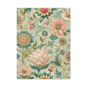 Folk Floral Pattern, Burmese Inspired 01 - 18 in x 24 in Matte Canvas, Stretched, 1.25 in
