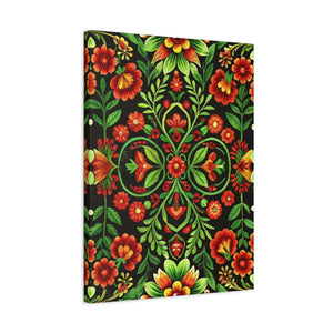 Folk Floral Pattern, Hungarian Inspired 04 - 18 in x 24 in Matte Canvas, Stretched, 1.25 in