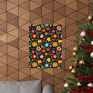 Mexican Floral Fiesta Pattern 032 - 18 in x 24 in Matte Poster