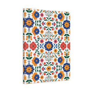 Mexican Floral Fiesta Pattern 016 - 18 in x 24 in Matte Canvas, Stretched, 1.25 in
