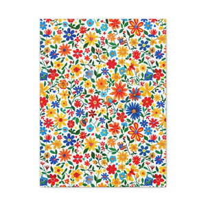 Mexican Floral Fiesta Pattern 009 - 18 in x 24 in Matte Canvas, Stretched, 1.25 in