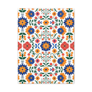 Mexican Floral Fiesta Pattern 016 - 18 in x 24 in Matte Canvas, Stretched, 1.25 in
