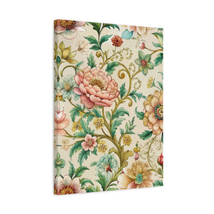 Folk Floral Pattern, Chinese Inspired 01 - 18 in x 24 in Matte Canvas, Stretched, 1.25 in