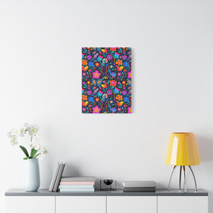 Mexican Floral Fiesta Pattern 049 - 18 in x 24 in Matte Canvas, Stretched, 1.25 in