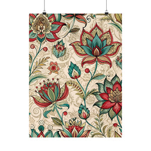 Folk Floral Pattern, Indian Inspired 10 - 18 in x 24 in Matte Poster