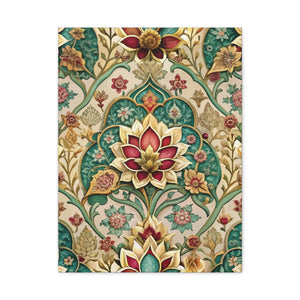 Folk Floral Pattern, Mughal Inspired 01 - 18 in x 24 in Matte Canvas, Stretched, 1.25 in