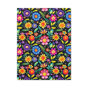 Mexican Floral Fiesta Pattern 029 - 18 in x 24 in Matte Canvas, Stretched, 1.25 in