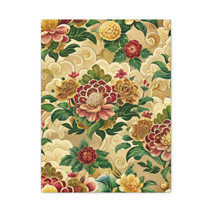 Folk Floral Pattern, Bhutanese Inspired 02 - 18 in x 24 in Matte Canvas, Stretched, 1.25 in