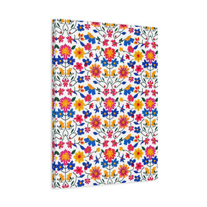 Mexican Floral Fiesta Pattern 020 - 18 in x 24 in Matte Canvas, Stretched, 1.25 in