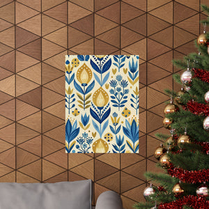 Folk Floral Pattern, Scandinavian Inspired 03 - 18 in x 24 in Matte Poster