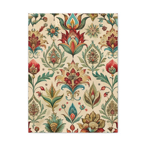 Folk Floral Pattern, Mughal Inspired 04 - 18 in x 24 in Matte Canvas, Stretched, 1.25 in