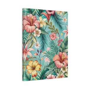 Folk Floral Pattern, Balinese Inspired 02 - 18 in x 24 in Matte Canvas, Stretched, 1.25 in