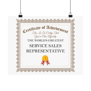 World's Greatest Service Sales Representative - 14 in x 11 in Matte Poster
